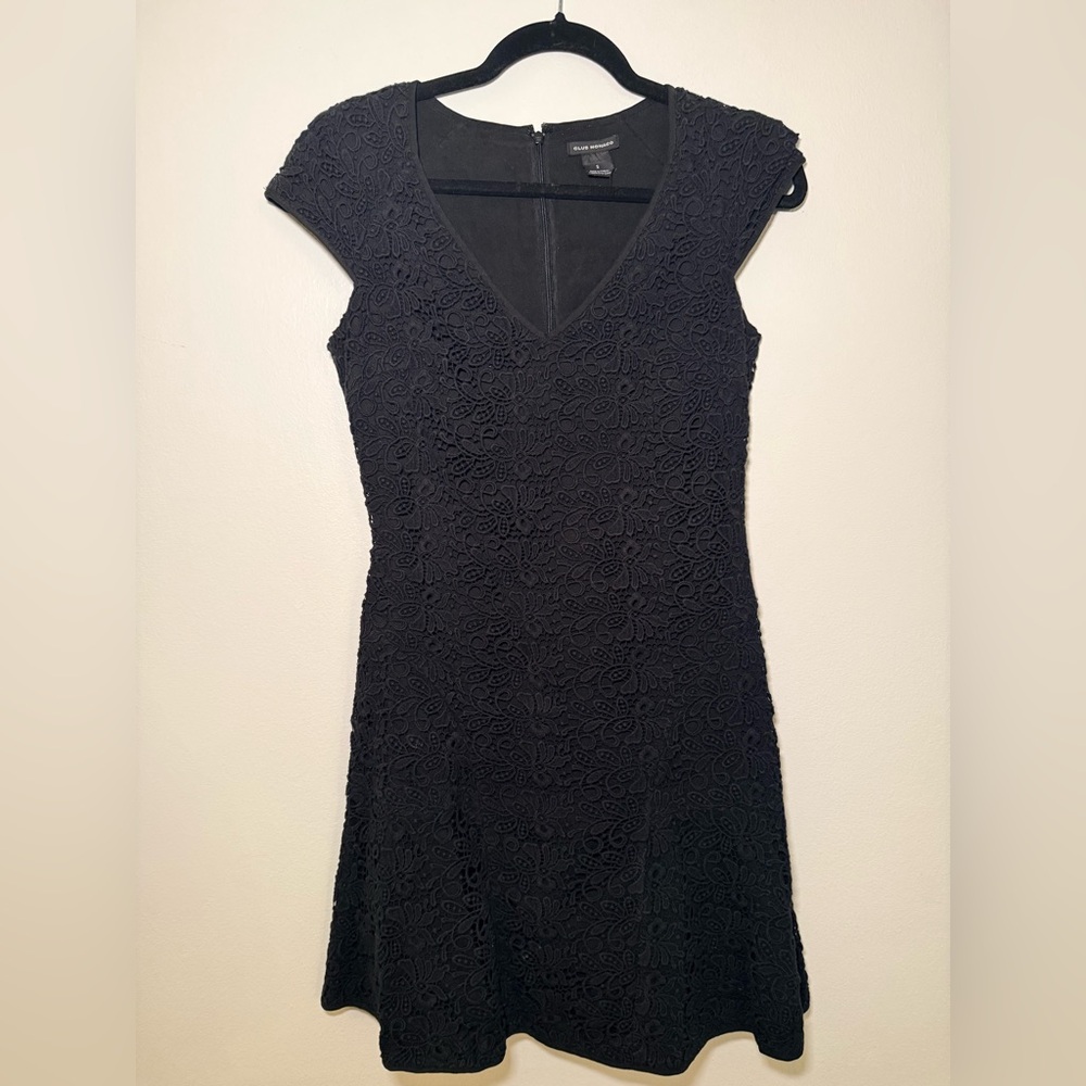 Club Monaco Black Floral Lace Mini Dress